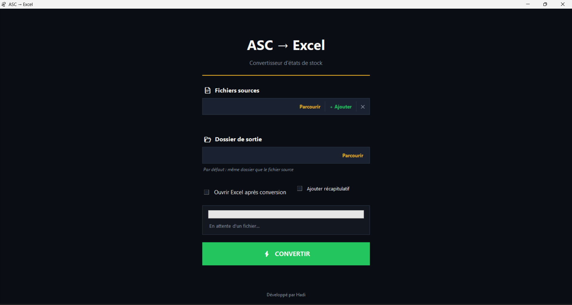 Convertisseur ASC vers Excel - Réalisation web par MAKKE Hadi